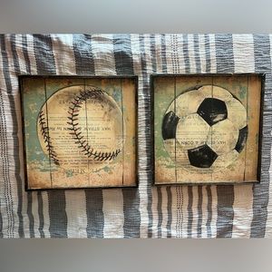 Sports Wall Art - 2 Wooden Canvas
